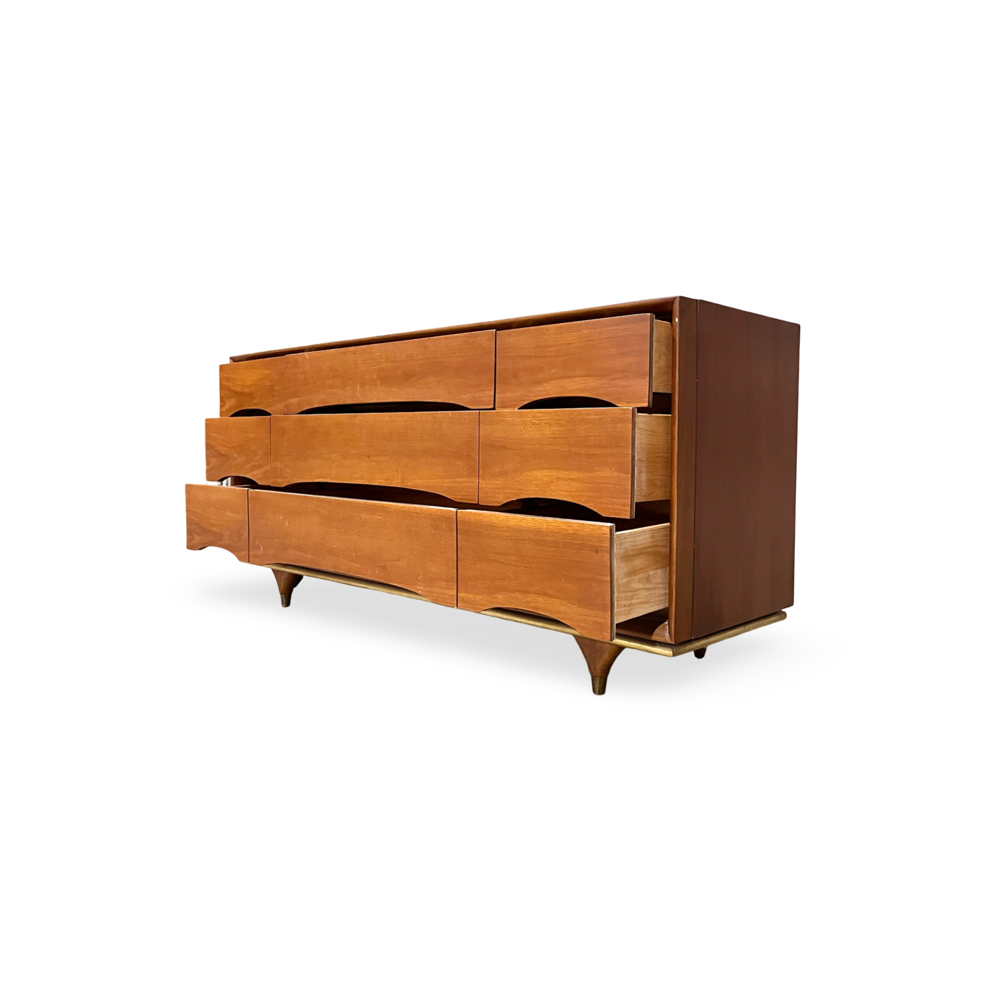 Kent Coffey Elegante Vintage Mid Century Modern 9 Drawer Lowboy Dresser c. 1960s Kent Coffey Elegante Vintage Mid Century Modern 9 Drawer Lowboy Dresser c. 1960s