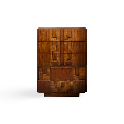 Lane Staccato Vintage Mid Century Modern Brutalist 5 Drawer Highboy... — front view
