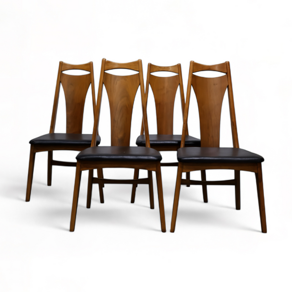 Young Manufacturing Vintage Mid Century Modern Set of 4 Dining Chai... — walnut construction, front view
