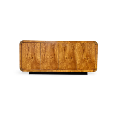 Henredon Scene 2 Vintage Mid Century Modern Olive Burl and Macassar... — burl construction, front view