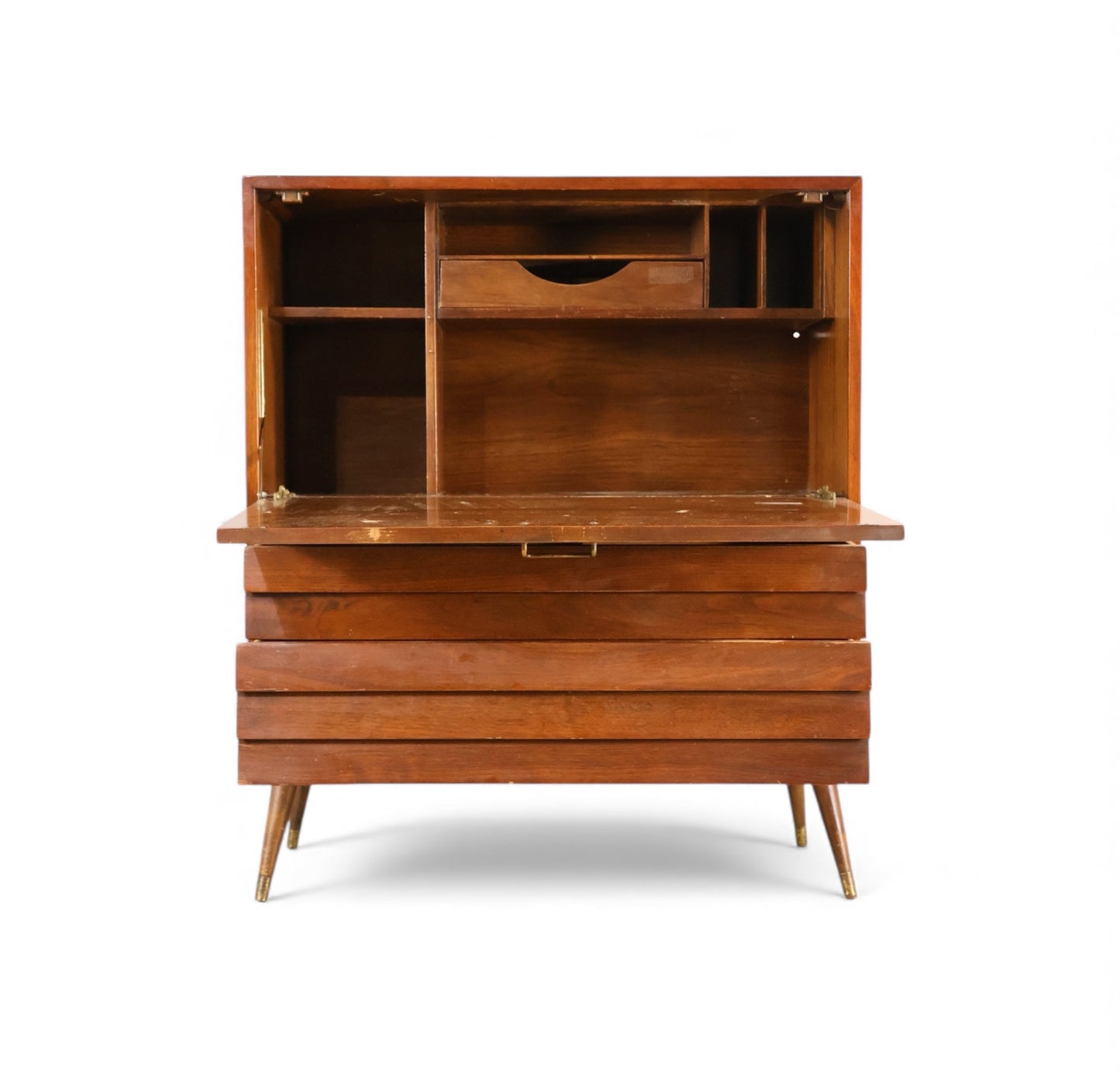 American of Martinsville Dania Collection Vintage Mid Century Modern Drop Front Secretary Desk c. 1960s