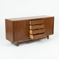 Cavalier Furniture Vintage Mid Century Modern Brass and Walnut Lowboy Dresser c. 1960s