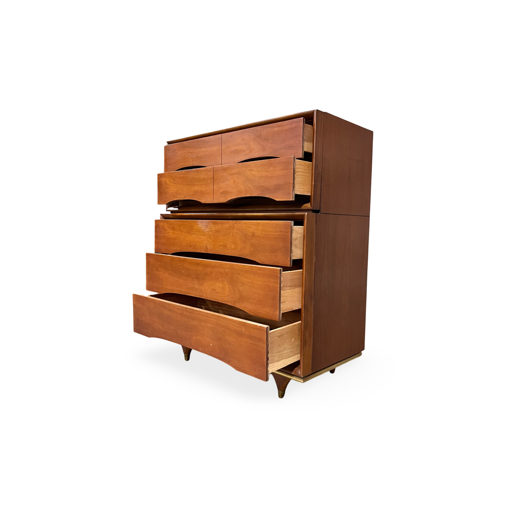 mid century modern highboy dresser United Furniture Diamond Walnut Mid Century Modern Highboy Dresser