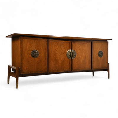Helen Hobey Baker Vintage Mid Century Modern 9 Drawer Lowboy Dresse... — walnut construction, front view