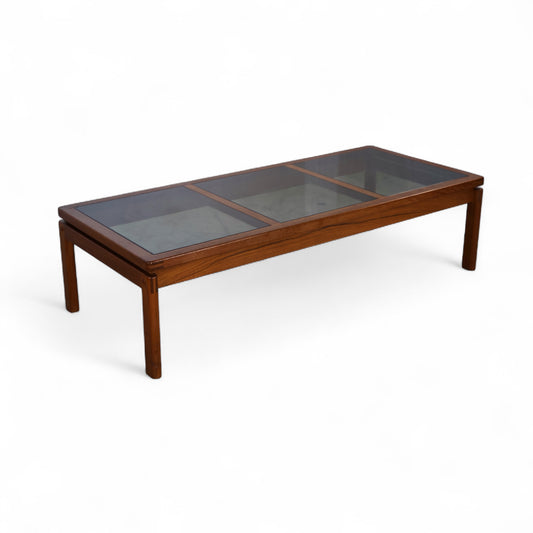Kristiansen Thomassen Vintage Danish Mid Century Modern Teak and Smoke Glass Coffee Table