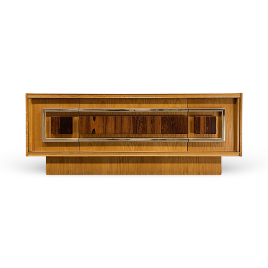 Tobago Furniture Brutalist Mid Century Modern Oak and Rosewood Lowboy Dresser c. 1970s