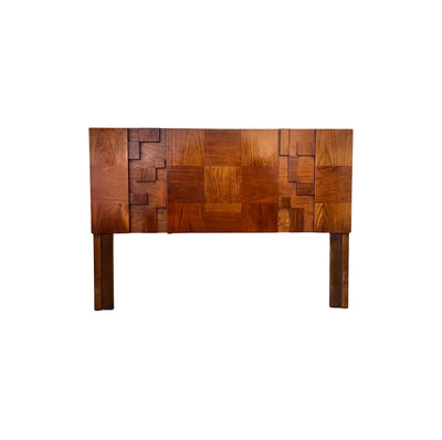 Lane "Staccato" Brutalist Mid Century Modern Mosaic Queen Headboard... — front view