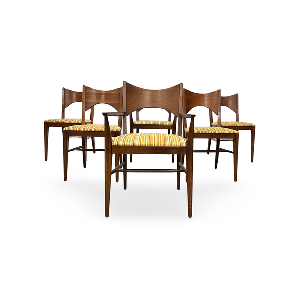 Broyhill Premier Saga Set of 6 Vintage Mid Century Modern Dining Ch... — front view
