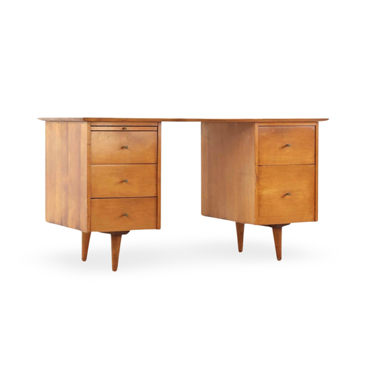Paul Mccobb Planner Group Model 1561 Vintage Mid Century Modern Double Pedestal Desk c. 1950s