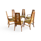 Young Manufacturing Mid Century Modern High Back 7 Slats Set of 6 Cat Eye Dining Chairs c. 1960s