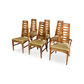 Young Manufacturing Mid Century Modern High Back 7 Slats Set of 6 Cat Eye Dining Chairs c. 1960s