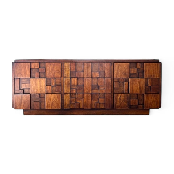 Lane Staccato Vintage Mid Century Modern Brutalist Lowboy 9 Drawer ... — front view