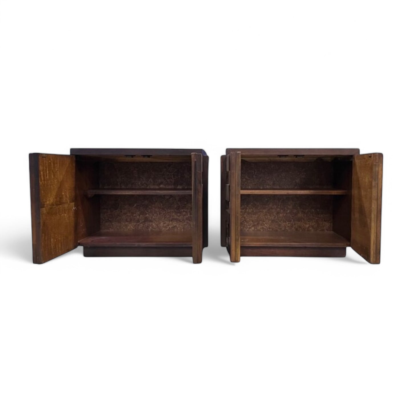 Lane Staccato Vintage Mid Century Modern Brutalist Nightstand Pair c. 1970s