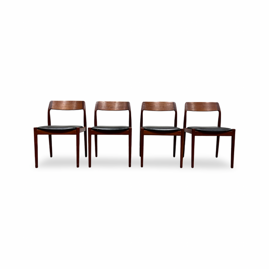 Scantic Mobelvaerk Set of 4 Mid Century Danish Modern Vintage Dining Chairs c. 1960s