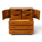 Young Manufacturing sculptural highboy dresser fully open showing upper drawer bank and lower drawers extended