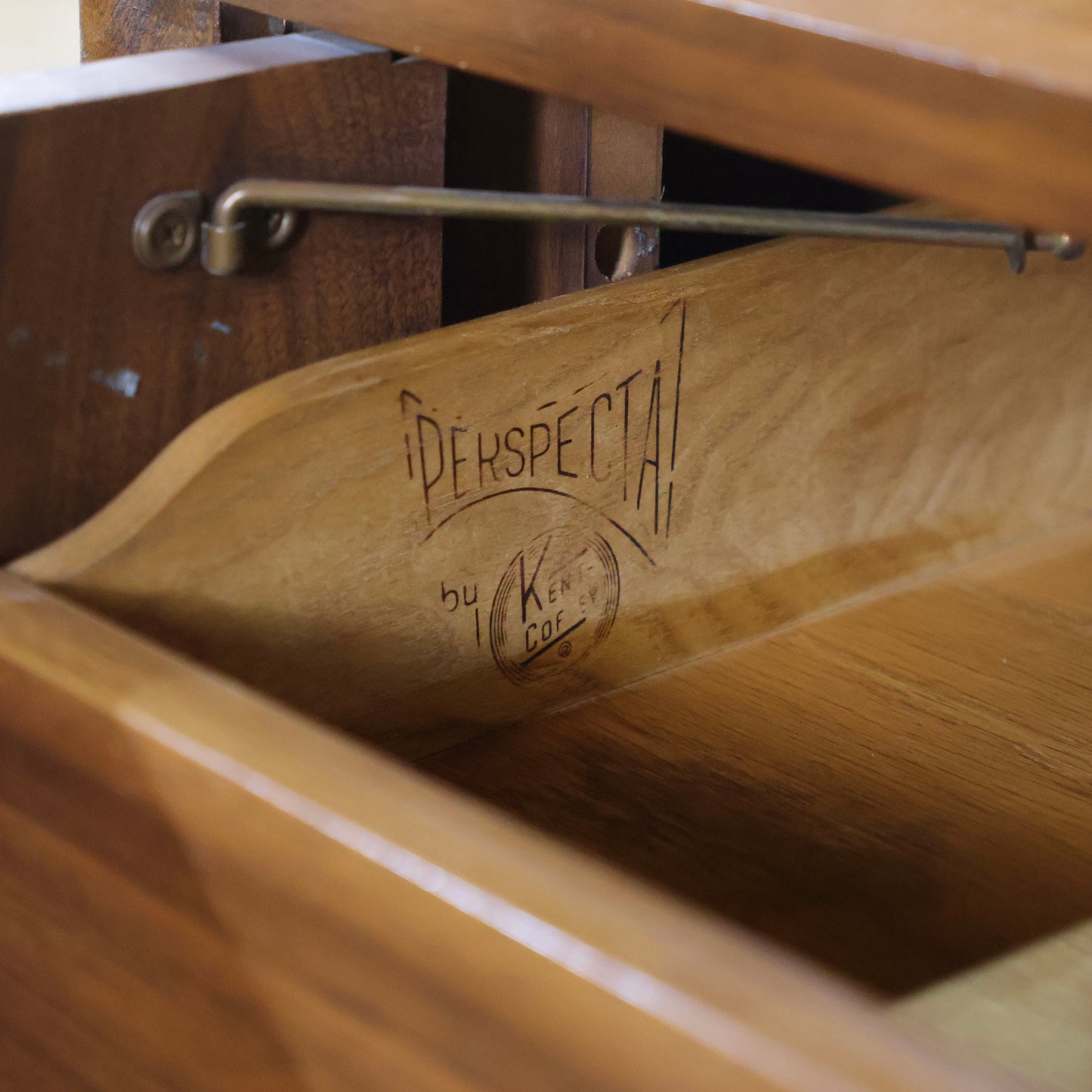 Perspecta by Kent Coffey maker's mark branded inside dresser drawer
