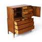 Kent Coffey Perspecta highboy dresser open view showing solid wood drawer boxes in upper and lower sections