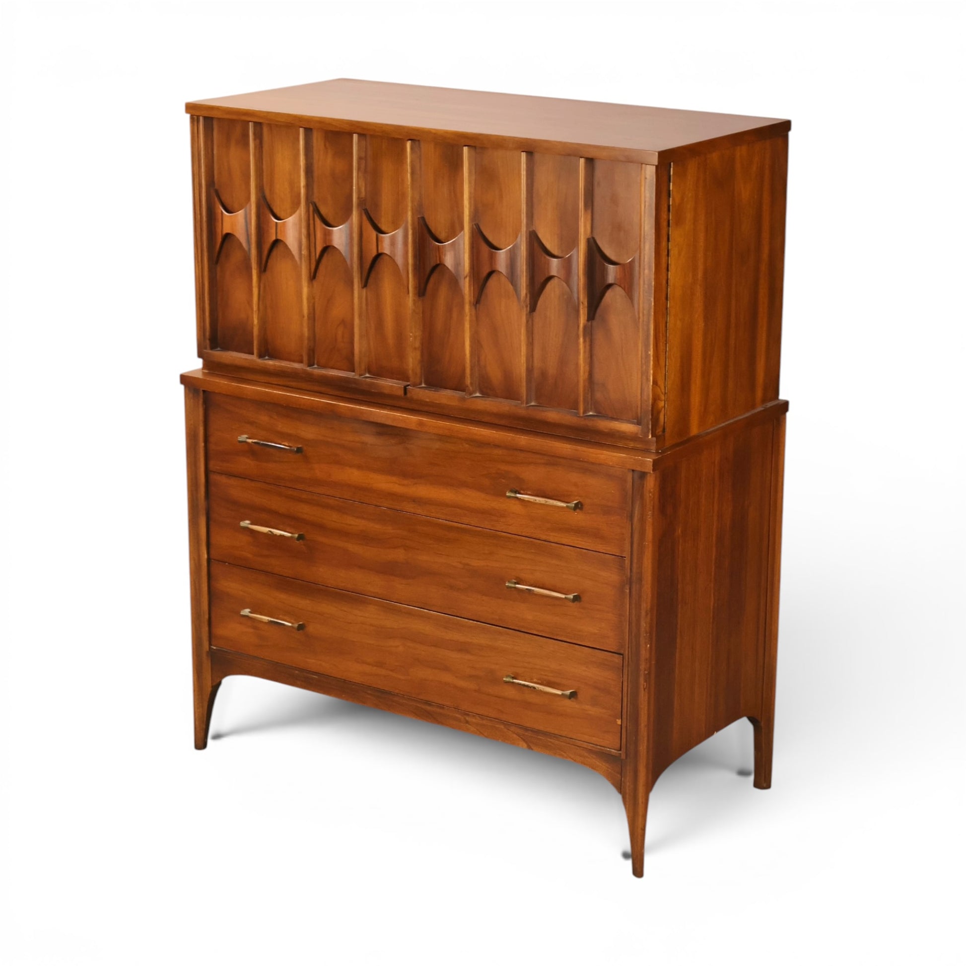 Kent Coffey Perspecta Vintage Mid Century Modern Gentlemen’s Highboy Dresser c. 1960s