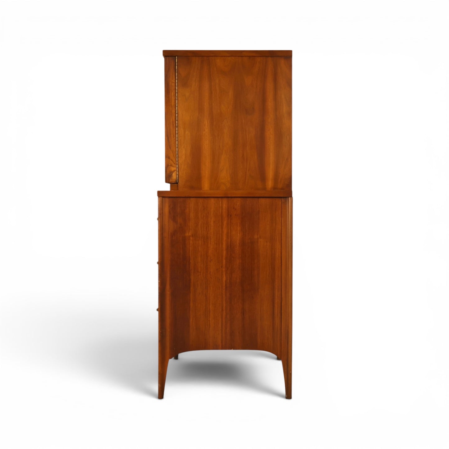 Kent Coffey Perspecta highboy dresser side profile view in walnut
