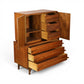 Young Manufacturing highboy dresser open view showing interior drawers, shelf, and solid wood drawer boxes