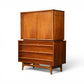 Young Manufacturing concave highboy dresser opposite angle view in walnut