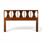 Kent Coffey Perspecta walnut queen or full headboard front view with five sculpted hourglass rosewood tone panels