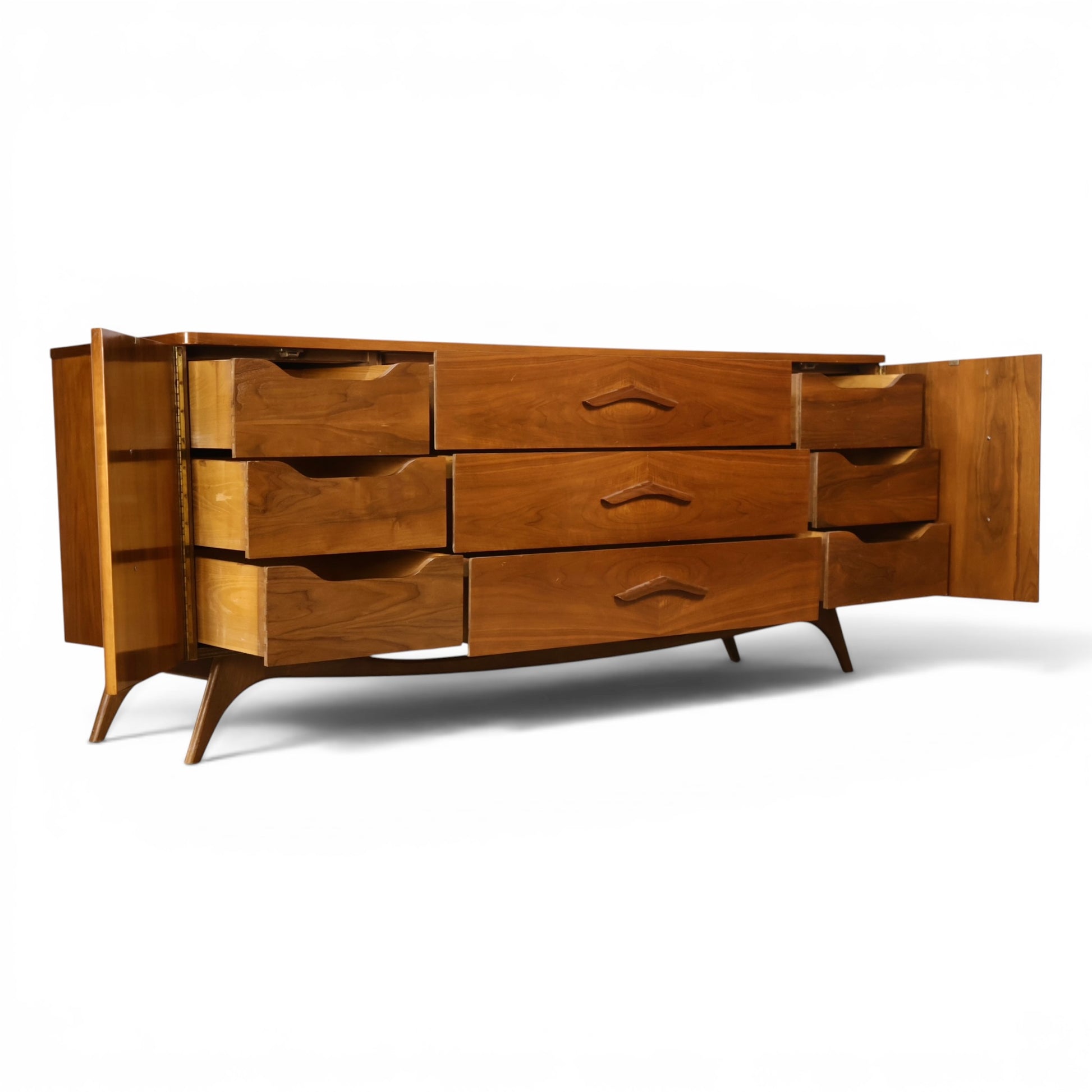 Young Manufacturing Vintage Sculptural Mid Century Modern Lowboy Dresser c. 1960s