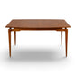 Young Manufacturing Contour walnut dining table c. 1960s front view fully extended with two leaves