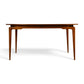 Young Manufacturing Contour dining table front elevation with sculpted open leg brackets