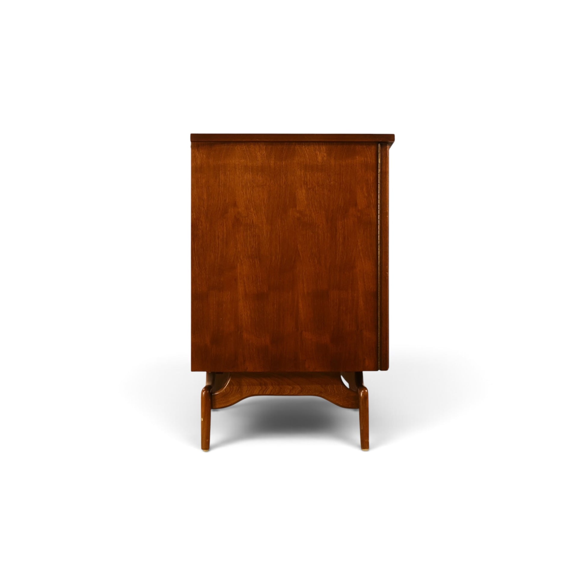 Young Manufacturing Contour walnut credenza side profile view