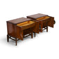 pair of Helen Hobey Baker walnut nightstands angled view with drawers open