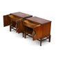 pair of Helen Hobey Baker walnut nightstands angled view with drawers open