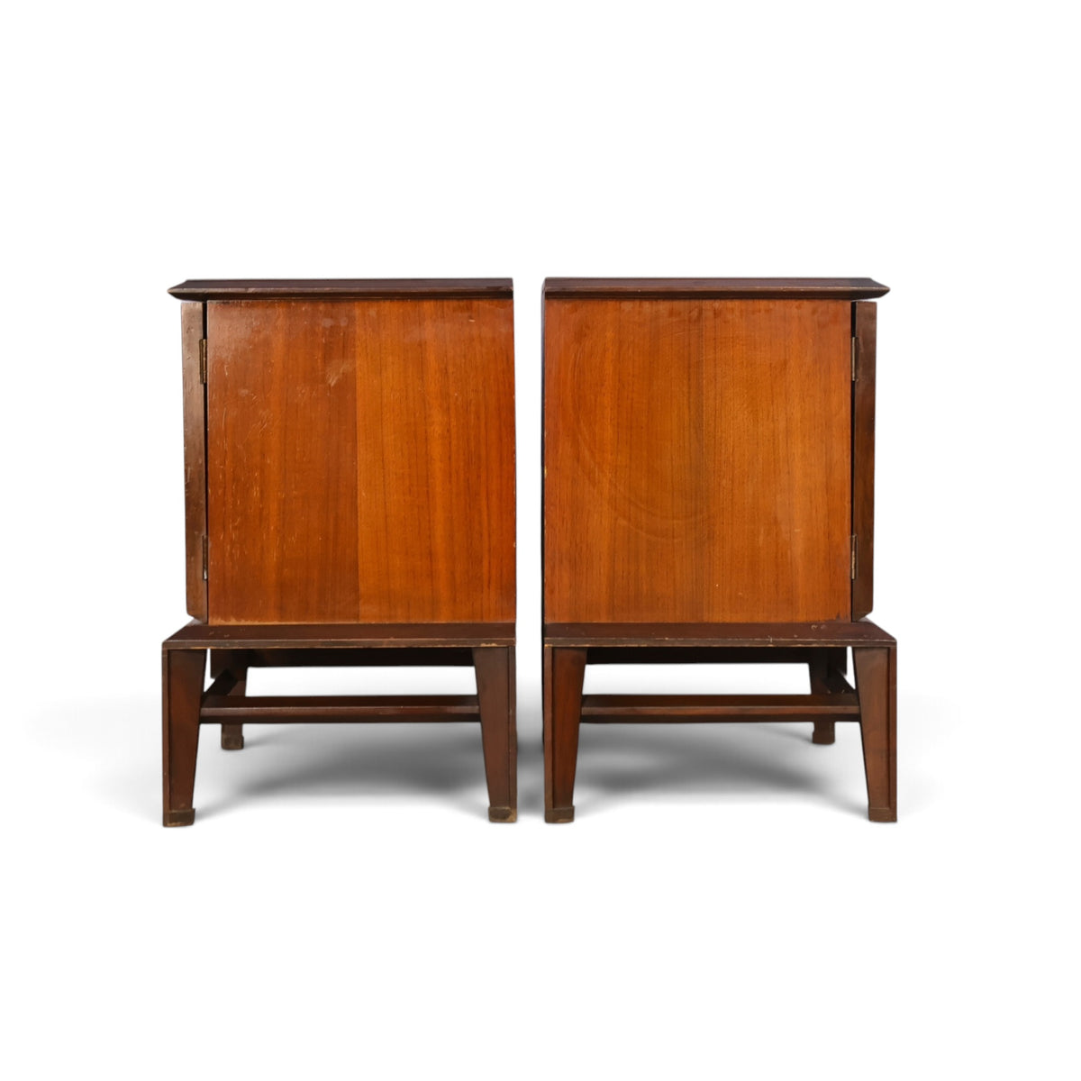 pair of Helen Hobey Baker walnut nightstands side profile