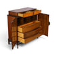 Helen Hobey Baker burl and walnut highboy dresser angled view with drawers open