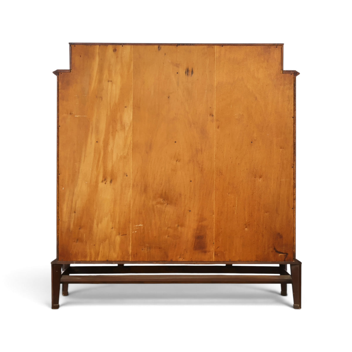 Helen Hobey Baker burl and walnut highboy dresser back view