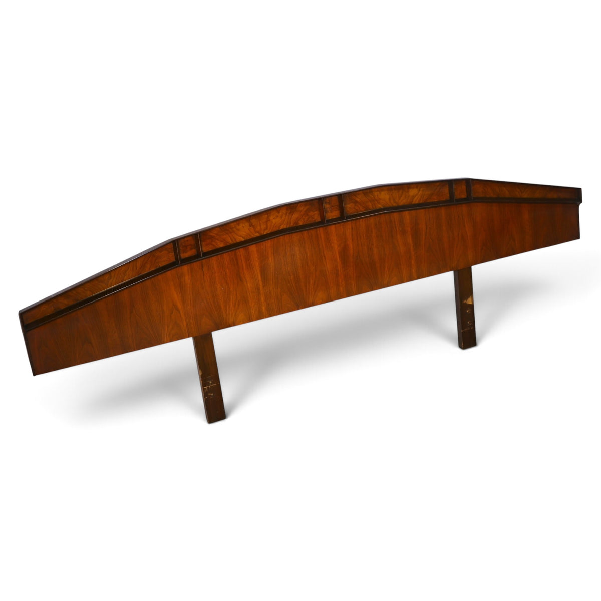 Helen Hobey Baker burl and walnut king headboard angled view