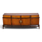 Helen Hobey Baker burl and walnut lowboy dresser angled top view