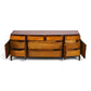 Helen Hobey Baker burl and walnut lowboy dresser angled view with drawers open
