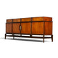 Helen Hobey Baker burl and walnut lowboy dresser three-quarter view