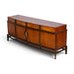 Helen Hobey Baker burl and walnut lowboy dresser angled top view
