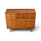 Broyhill Sculptra Magna walnut highboy dresser angled front view