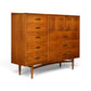 Broyhill Sculptra Magna walnut highboy dresser three-quarter view