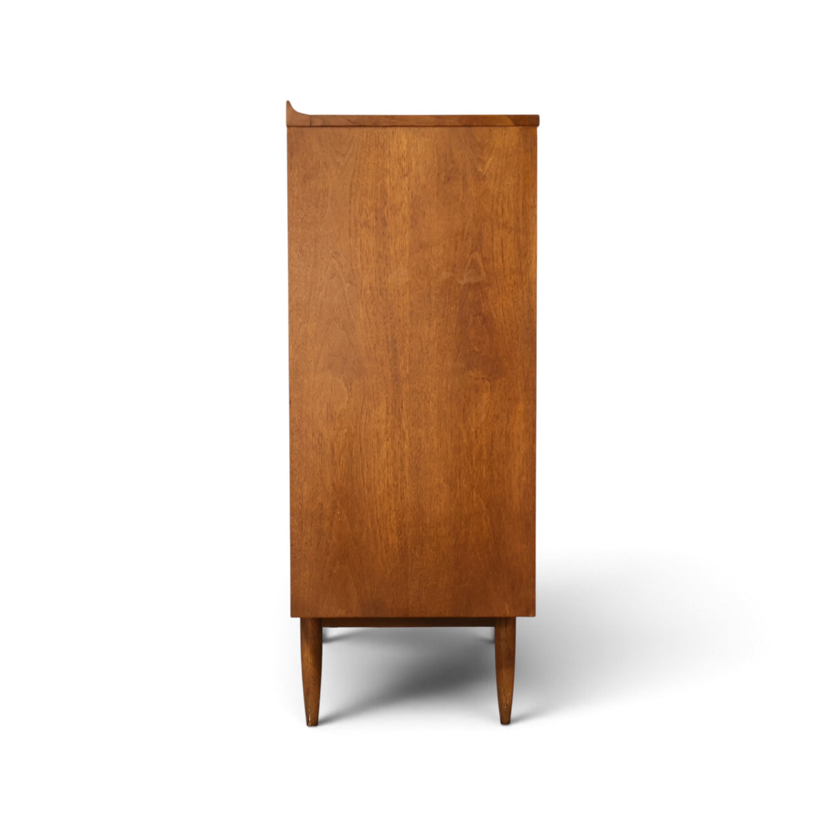 Broyhill Sculptra Magna walnut highboy dresser side profile