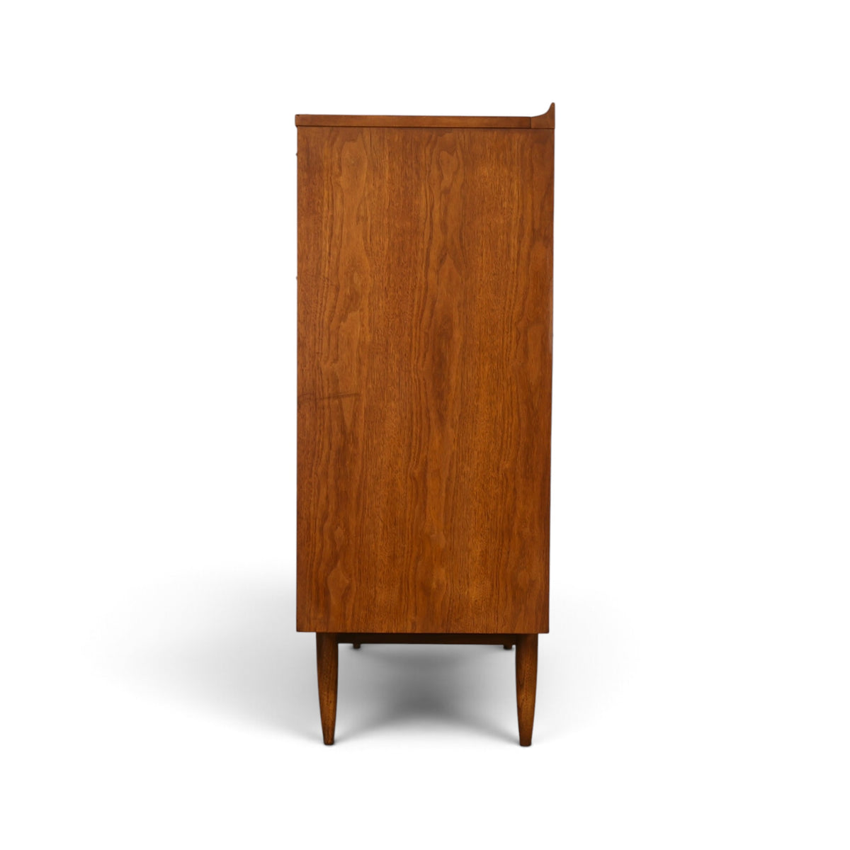 Broyhill Sculptra Magna walnut highboy dresser side profile