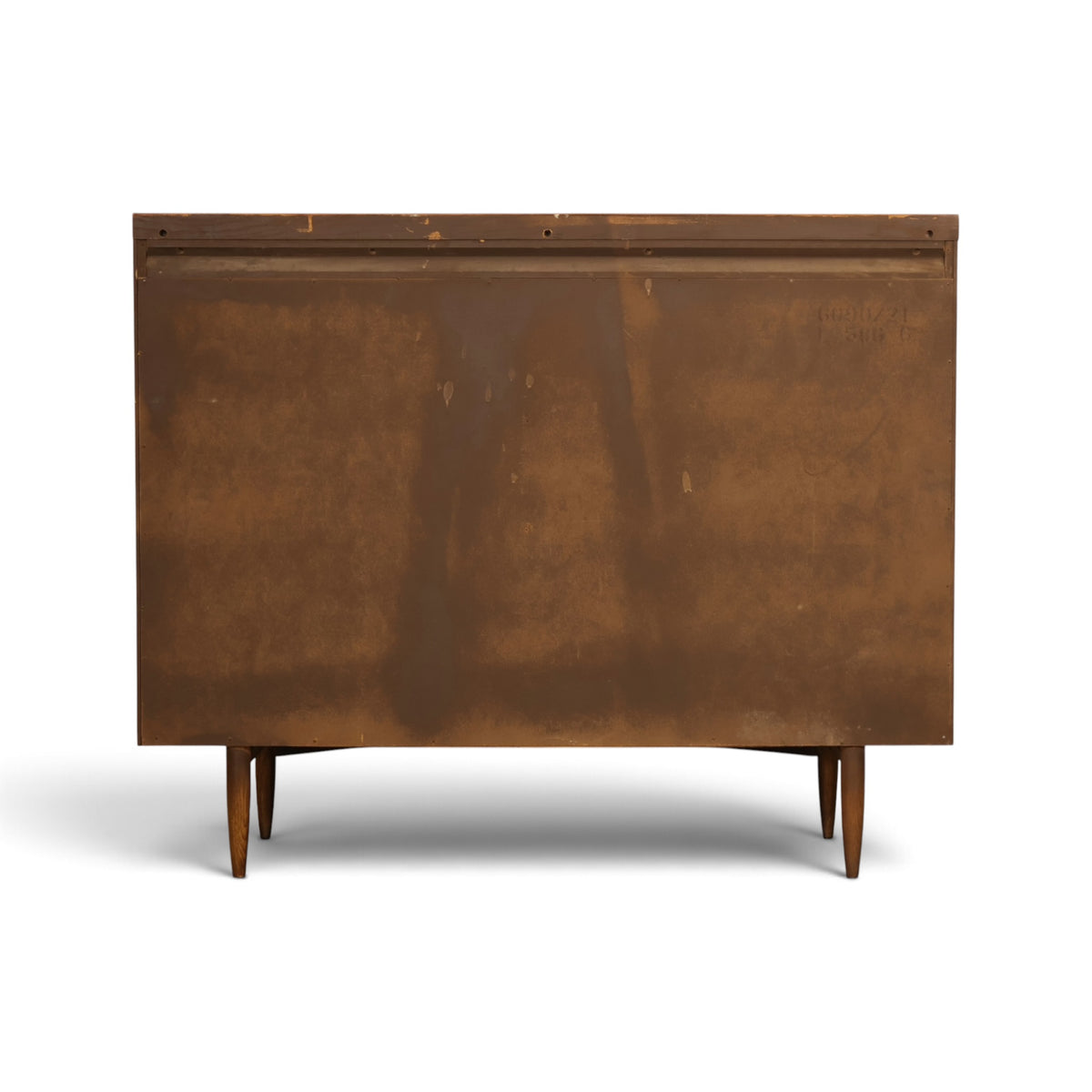 Broyhill Sculptra Magna walnut highboy dresser back view