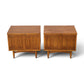 pair of Broyhill Sculptra walnut nightstands angled top view