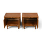 pair of Broyhill Sculptra walnut nightstands front view with doors open