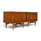 pair of Broyhill Sculptra walnut nightstands three-quarter view