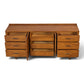 Broyhill Sculptra walnut lowboy dresser front view with drawers open
