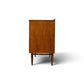 Broyhill Sculptra walnut lowboy dresser side profile